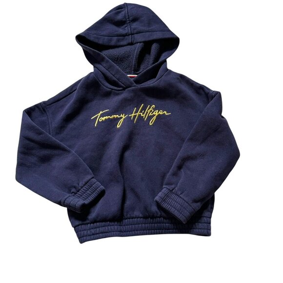Tommy Hilfiger Kids' Navy Blue Hoodie, Gold Logo Embroidery, Size S/P (66-76 cm) - Picture 1 of 6
